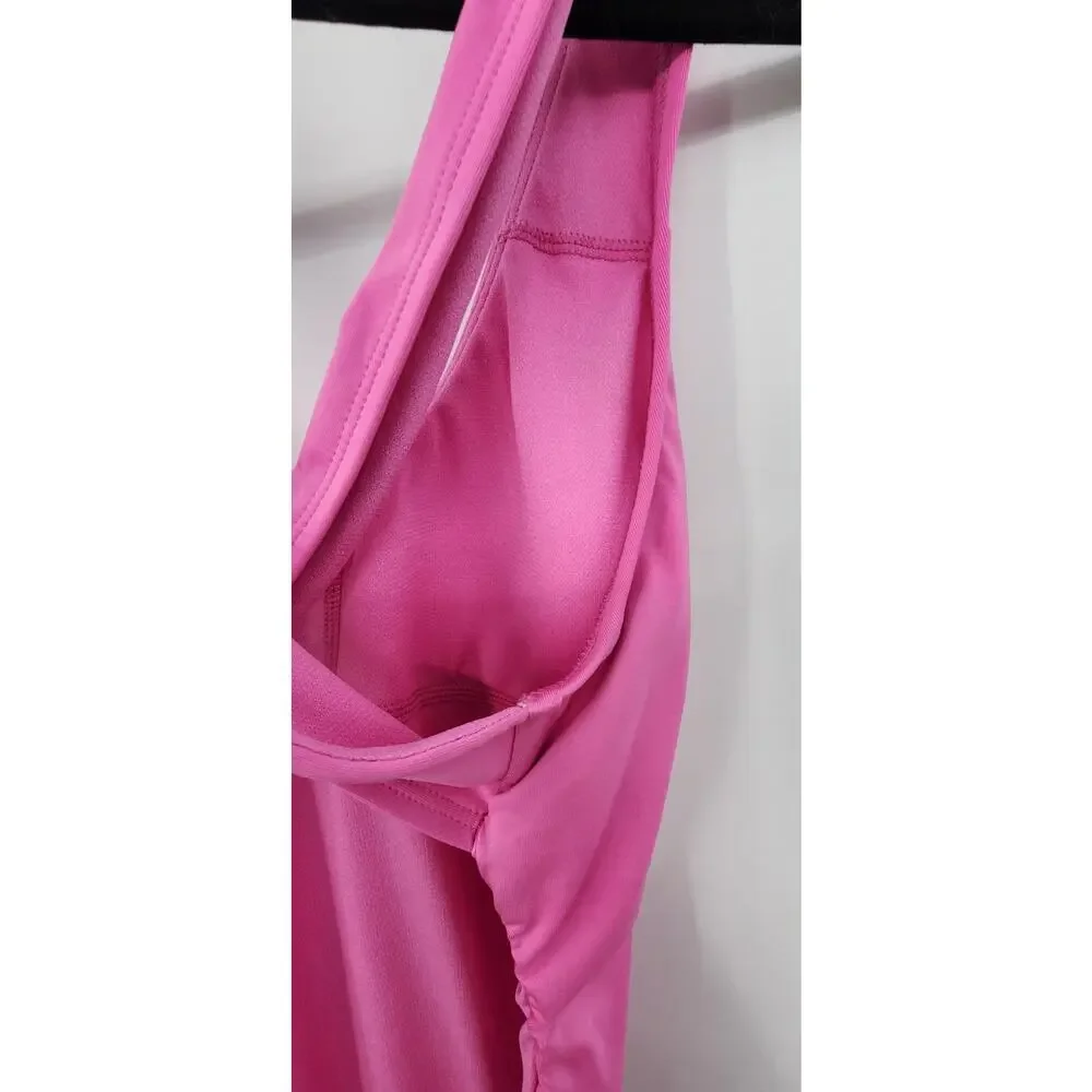 New NWT Nike Swim Multi Logo Pink Blue Women's Swimsuit One‎ Piece Size Small